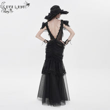 Load image into Gallery viewer, ESKT081 V-Neck Open-Back Mesh Puffy Fishtail Dress