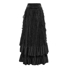 Load image into Gallery viewer, ESKT079 Gothic Jacquard High-Waisted Skirt with Frayed Trim