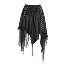 Load image into Gallery viewer, SKT257 Distressed Rib-Knit Irregular Mesh Patchwork Punk-Style Mini Skirt