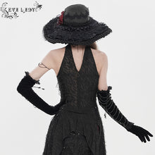 Load image into Gallery viewer, EGE005 Gothic-Style Velvet Long Gloves with Beaded Chain Embellishment