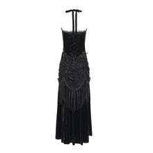 Load image into Gallery viewer, ESKT06501 Gothic velvet dress with fur collar