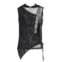 Load image into Gallery viewer, TT316 Branch-Patterned Stretch Knit Hoodie-Style Layered-Look Punk T-Shirt