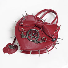 Load image into Gallery viewer, AS31502 Red Punk-style glossy bag with heart and bow details