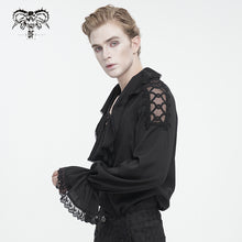 Load image into Gallery viewer, SHT10901 Black Gothic V-neck chiffon shirt for men