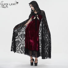 Load image into Gallery viewer, ECA012 Embroidered Lace Net Hooded Shawl