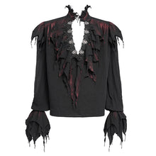 Load image into Gallery viewer, SHT148 Double-layer mesh hand-painted burgundy long-sleeved shirt