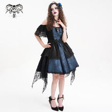 Load image into Gallery viewer, SKT21602 Black and Blue women Cashew Jacquard puffy slip dress