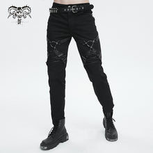 Load image into Gallery viewer, PT215 Punk Twill decorative Faux Leather Leg Loop Trousers