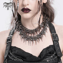 Load image into Gallery viewer, AS210 Punk Double Chain Spike Necklace