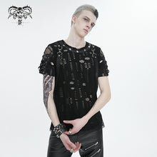 Load image into Gallery viewer, TT247 Ripped Knit Diamond Mesh Oversized Men's T-Shirt