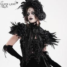Load image into Gallery viewer, ECA018 Gothic Rose Embossed Velvet Feather Collar