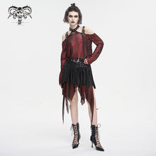 Load image into Gallery viewer, SKT18002 black and red a line Small skirt with irregular hem