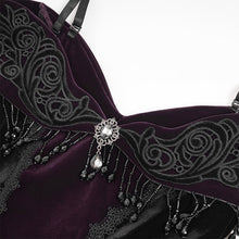 Load image into Gallery viewer, ESKT07602 Black and Purple Gothic Off-Shoulder Fishtail Dress