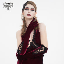 Load image into Gallery viewer, GE02502 Wine velvet strap gloves