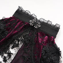 Load image into Gallery viewer, ECA02002 Gothic pattern women flared sleeves red velvet short lace shawl