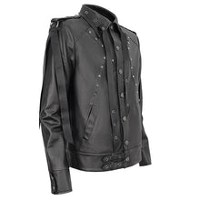 Load image into Gallery viewer, CT207 Punk Rivets Studded Webbing Faux Leather Men's Short Jacket