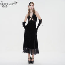 Load image into Gallery viewer, ESKT04301 Velvet halterneck strappy dress