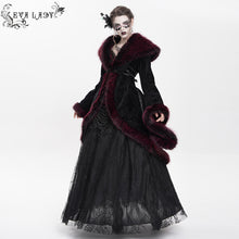 Load image into Gallery viewer, ECT02302 Black And Red Cashmere diamond check fleece collar Gothic jacket