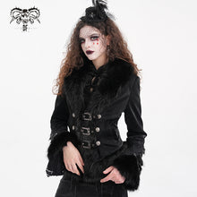 Load image into Gallery viewer, CT239 Gothic Women Black Patterned leather long-sleeved short wool jacket