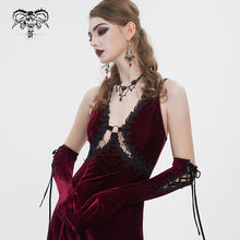 Load image into Gallery viewer, GE02502 Wine velvet strap gloves