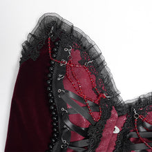 Load image into Gallery viewer, ECST01002 Red Gothic snake-print suede corset
