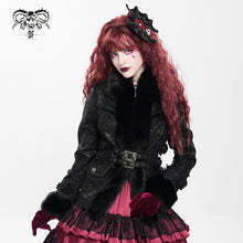 Load image into Gallery viewer, CT265 Gothic snake print fur collar long sleeve coat