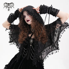 Load image into Gallery viewer, CA047 Women Gothic Flocked Spider Web Hooded Shawl