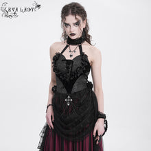 Load image into Gallery viewer, ECST00901 Black Heart Shaped Floral Gothic Corset