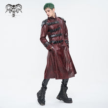 Load image into Gallery viewer, CT22302 Red Cracked leather stand collar long men's jacket
