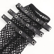 Load image into Gallery viewer, GE028 Punk big diamond mesh faux leather studded sleeves