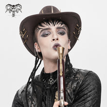 Load image into Gallery viewer, AS266 Punk brown cowboy hat with spiked brim