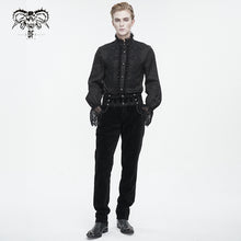 Load image into Gallery viewer, PT22601 Black Gothic high waist chenille men's trousers