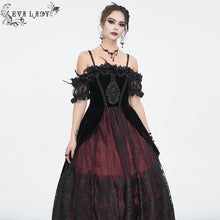 Load image into Gallery viewer, ESKT04502 Black and red Gothic suspender dress