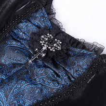 Load image into Gallery viewer, SKT21602 Black and Blue women Cashew Jacquard puffy slip dress
