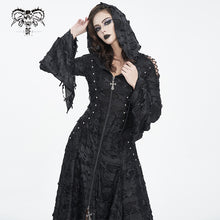 Load image into Gallery viewer, CT225 Dark tattered hooded knitted women's jacket