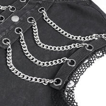 Load image into Gallery viewer, SHT118 Twill broken holes mesh distressed sleeveless shirt