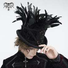 Load image into Gallery viewer, AS187 Gothic long feather top hat