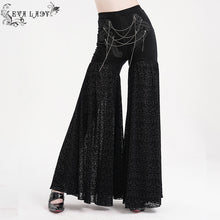 Load image into Gallery viewer, EPT017 Velvet and burnt-out flower mesh bell-bottom gothic women pants