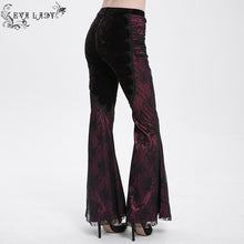 Load image into Gallery viewer, EPT01902 Black and Red Gothic velvet and lace flared trousers