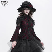 Load image into Gallery viewer, TT27902 Dark Red Gothic Double Lace Mesh Women T-Shirt