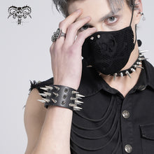 Load image into Gallery viewer, AS079 punk unisex heavy metal wide multi-row spiked leather bracelet