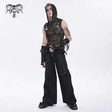Load image into Gallery viewer, TT321 Punk Skull Mesh Hooded Sleeveless T-Shirt