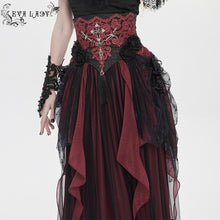 Load image into Gallery viewer, ECST013 Paisley Jacquard Black and Red Belt