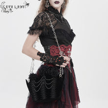 Load image into Gallery viewer, EAS04101 Black Bat-Wing-Opening Velvet Handbag