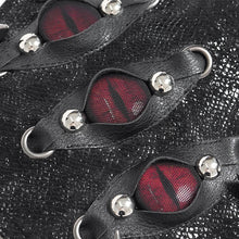 Load image into Gallery viewer, AS311 Punk-style elastic belt featuring snakeskin-effect leather, demon eye motif, and stud embellishments