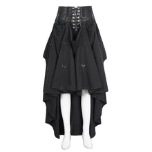 Load image into Gallery viewer, SKT017 torn multiple wearing leather waistband women punk rock black flowing long half skirt
