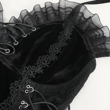 Load image into Gallery viewer, SX027 Gothic Velvet Lace mesh Sexy lingerie Bodysuit