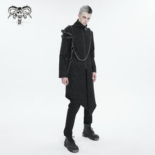 Load image into Gallery viewer, CT206 rubberized cross pattern leather shoulder loops asymmetrical men's long coat