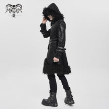 Load image into Gallery viewer, CT272 Punk long curly hooded snake-print leather jacket
