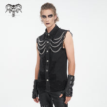 Load image into Gallery viewer, SHT118 Twill broken holes mesh distressed sleeveless shirt